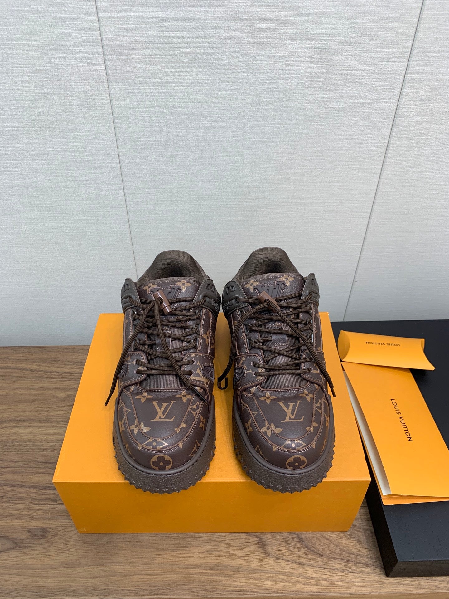 LOUIS VUITTON LV TRAINER IN CHOCOLATE BROWN MONOGRAM CALFSKIN