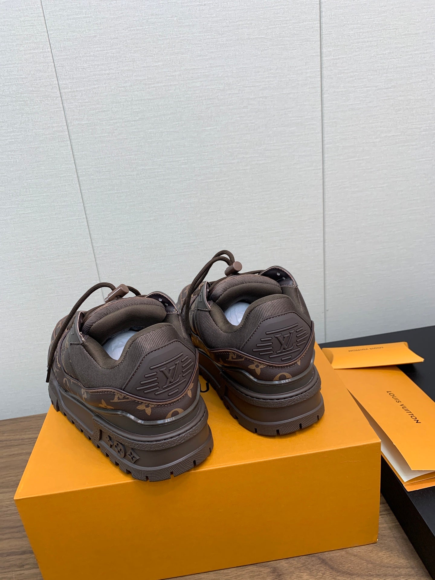 LOUIS VUITTON LV TRAINER IN CHOCOLATE BROWN MONOGRAM CALFSKIN
