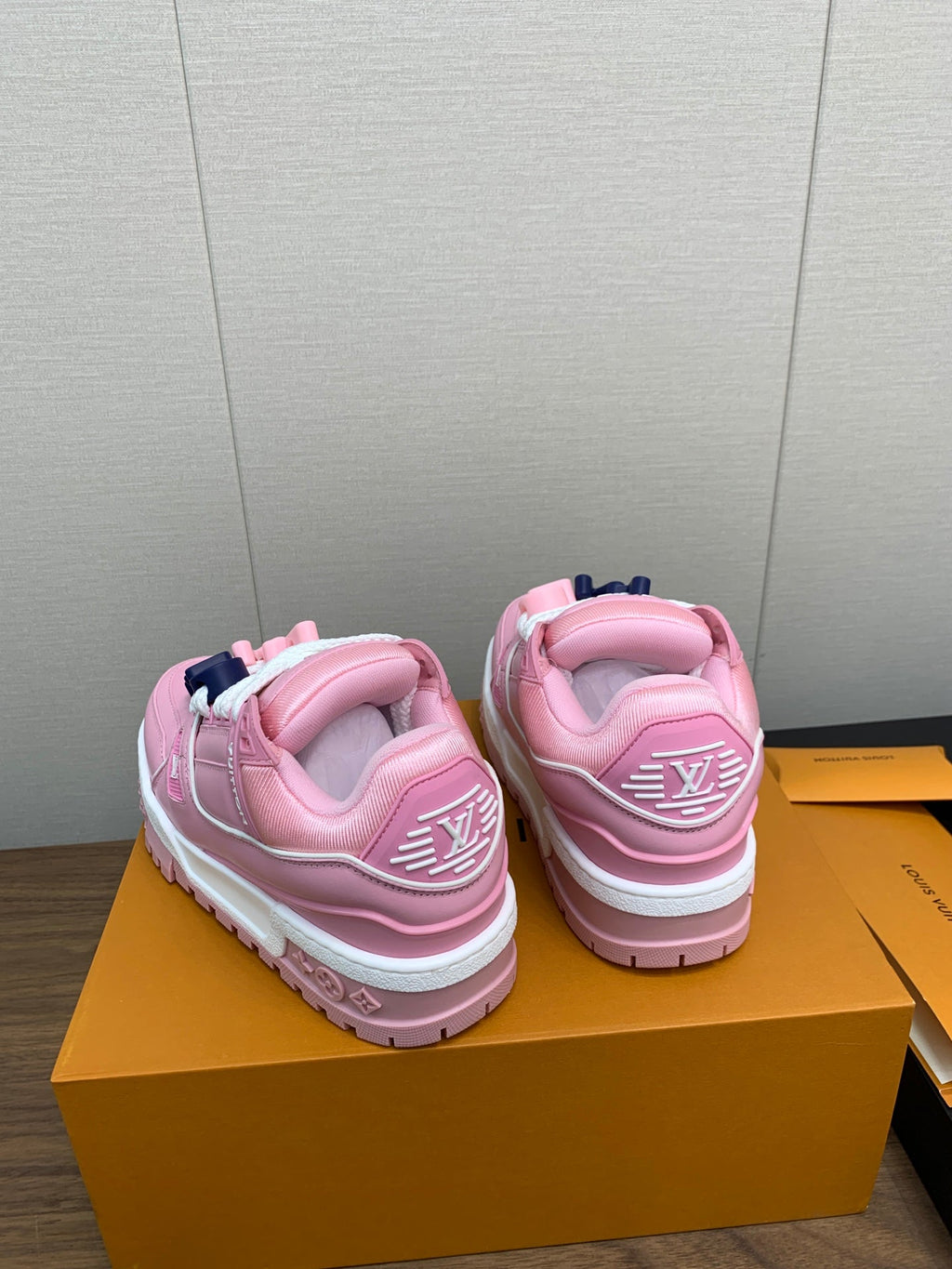 LOUIS VUITTON LV TRAINER IN LIGHT PINK CALFSKIN