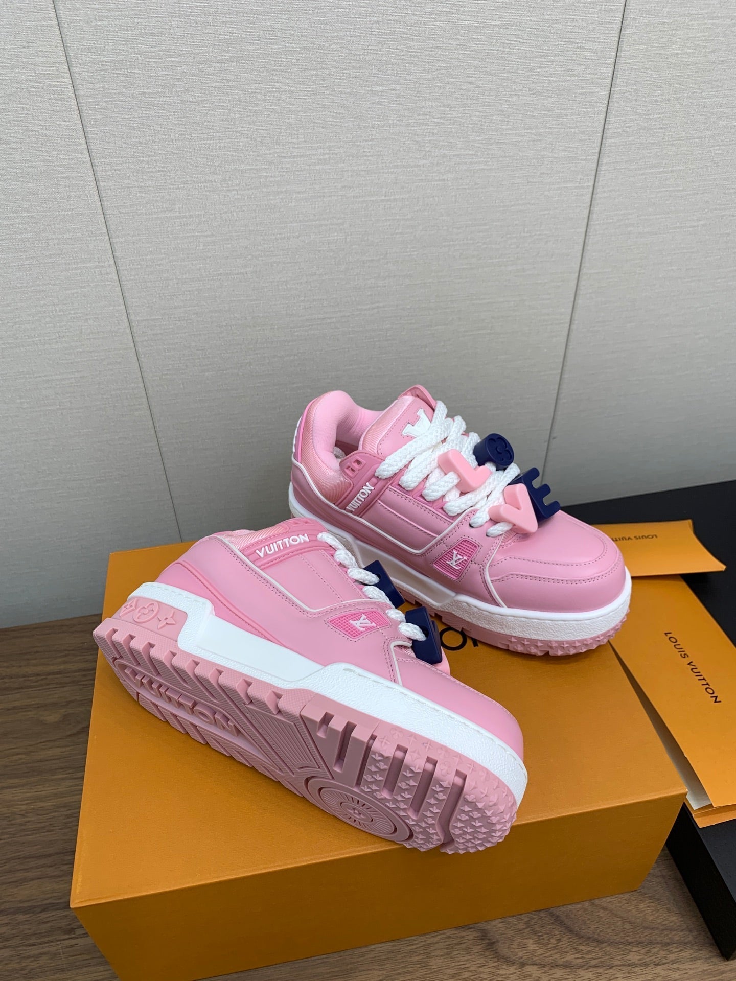 LOUIS VUITTON LV TRAINER IN LIGHT PINK CALFSKIN