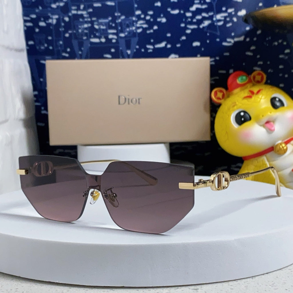 DIOR MONTAIGNE SUNGLASS 563192 IN GOLD METAL BROWN SMOKE LENSES