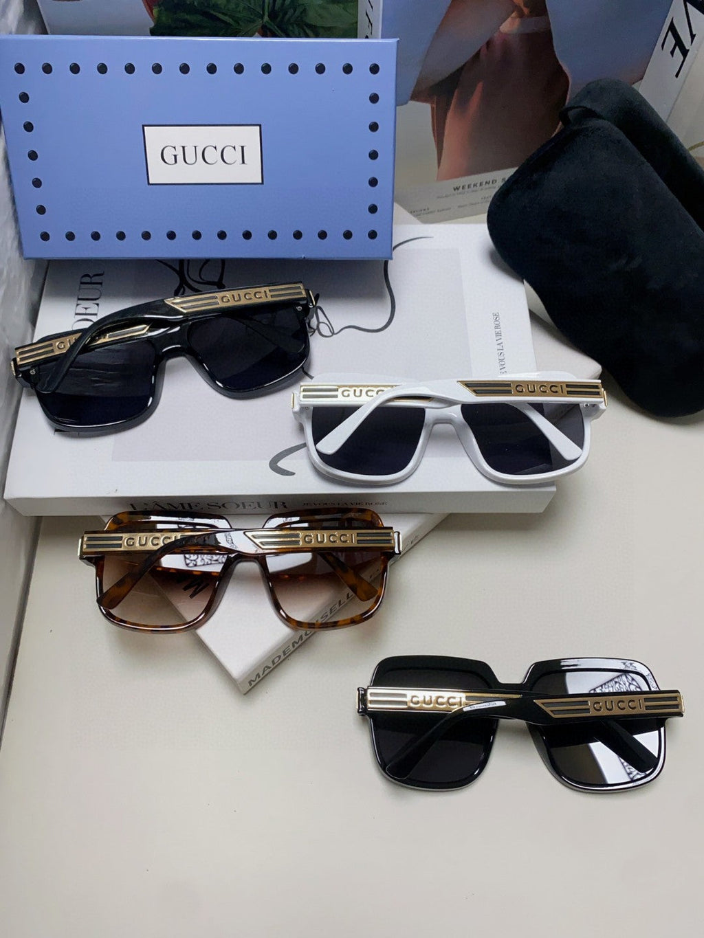 SQUARE FRAME SUNGLASSES 570231 IN ACETATE AND METAL