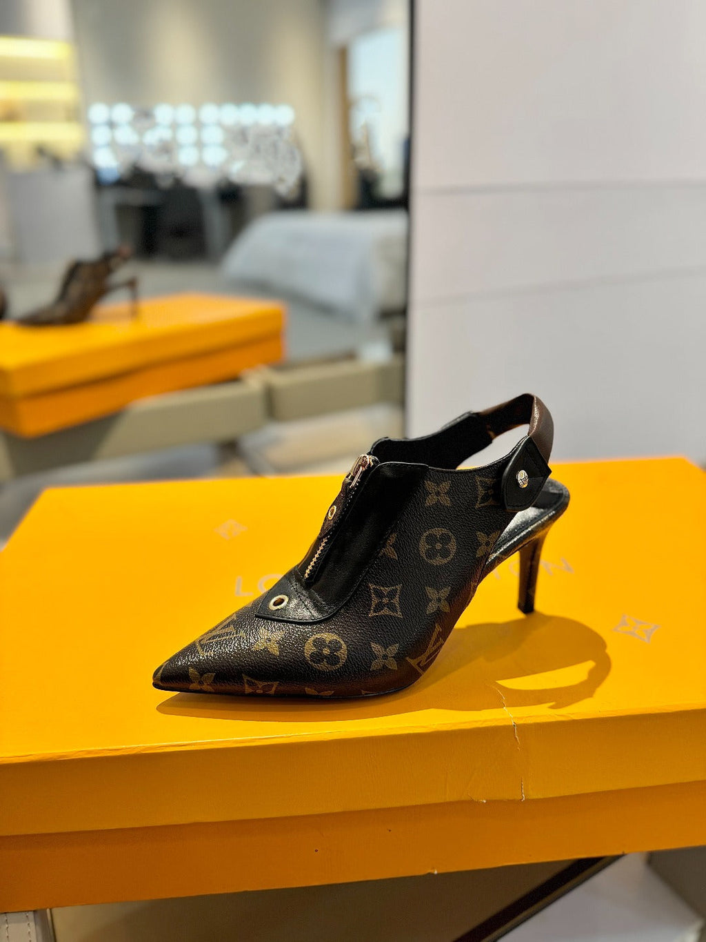 LOUIS VUITTON ALLURE HIGH 8 CM SLINGBACK IN CHOCOLATE BROWN MONOGRAM CALFSKIN