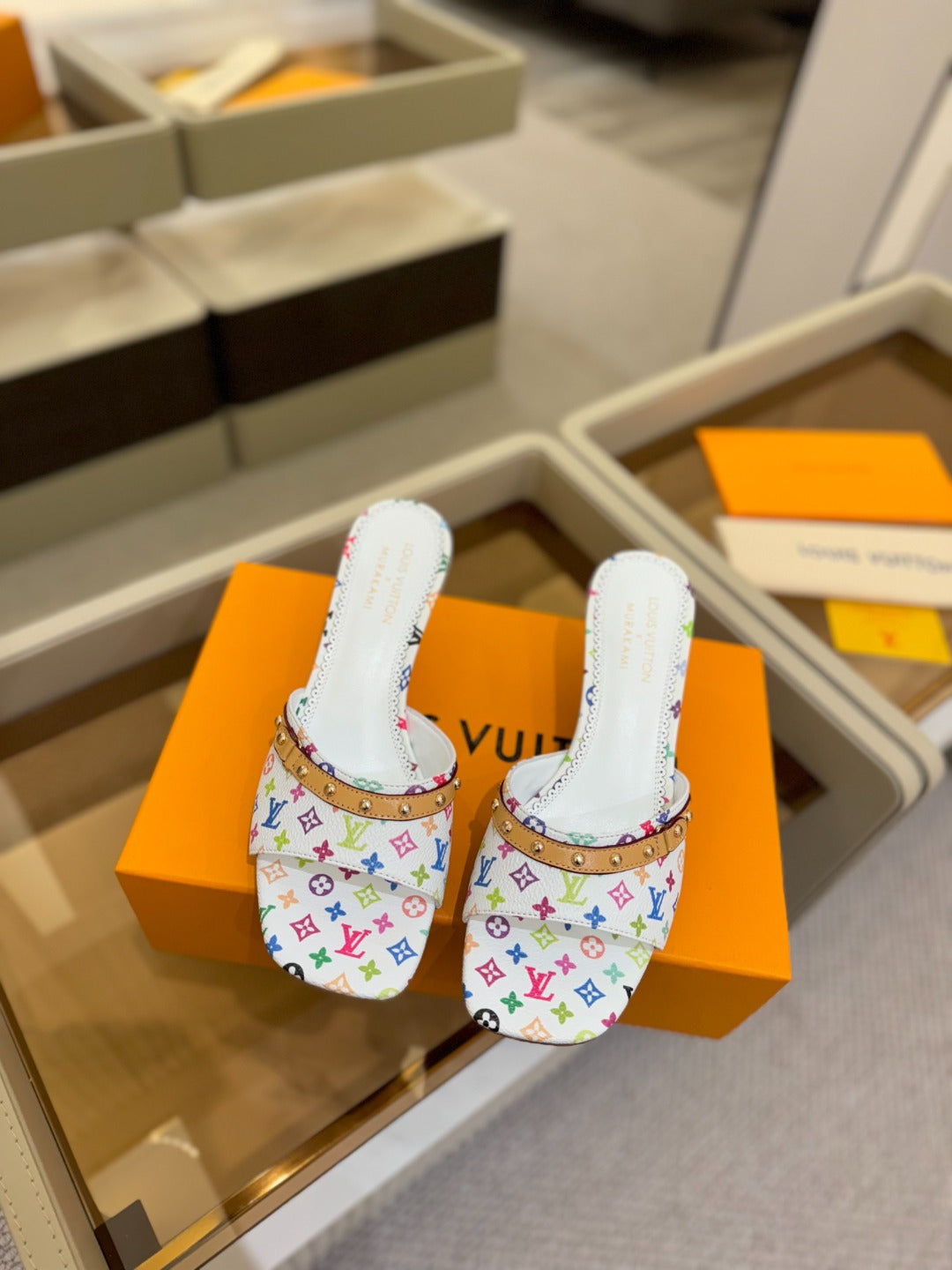 LOUIS VUITTON LV X TM 6AM HIGH 4 CM MULE IN WHITE MONOGRAM CALFSKIN