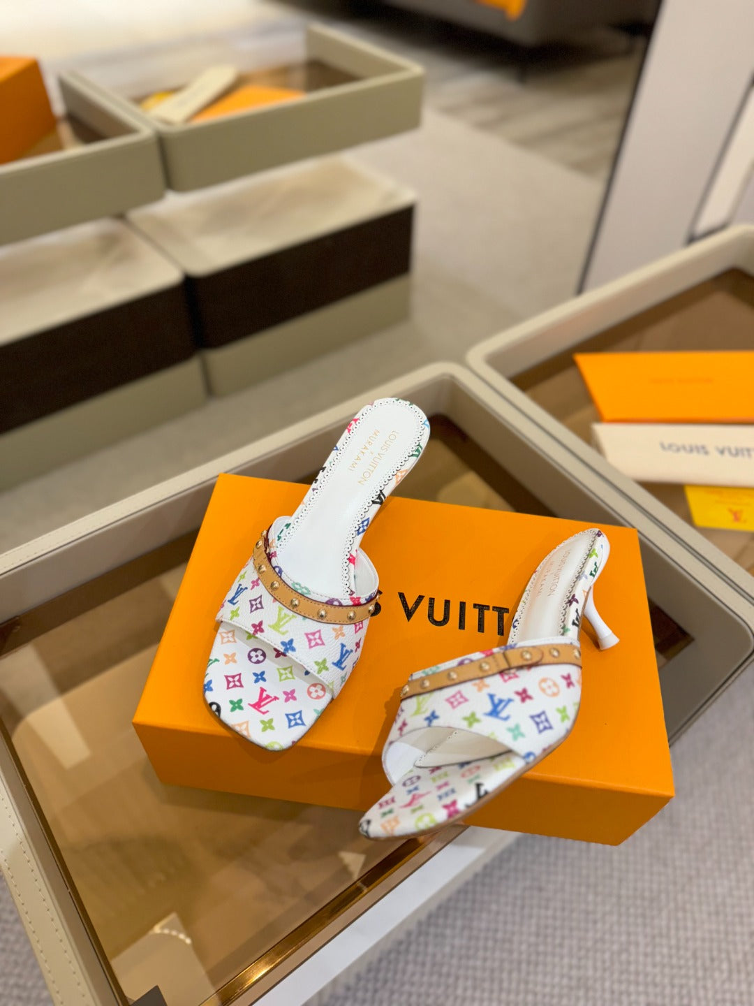 LOUIS VUITTON LV X TM 6AM HIGH 4 CM MULE IN WHITE MONOGRAM CALFSKIN
