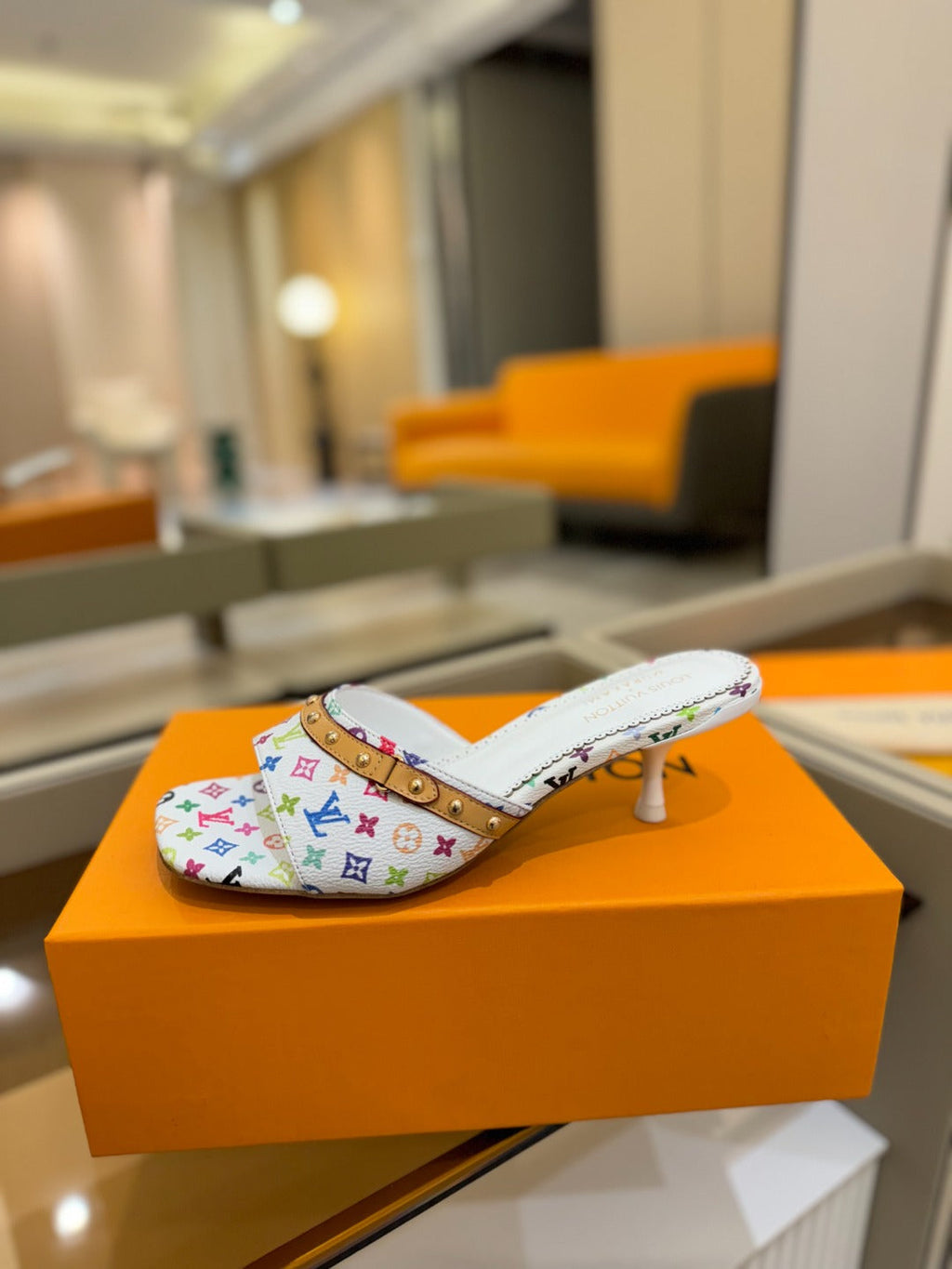 LOUIS VUITTON LV X TM 6AM HIGH 4 CM MULE IN WHITE MONOGRAM CALFSKIN