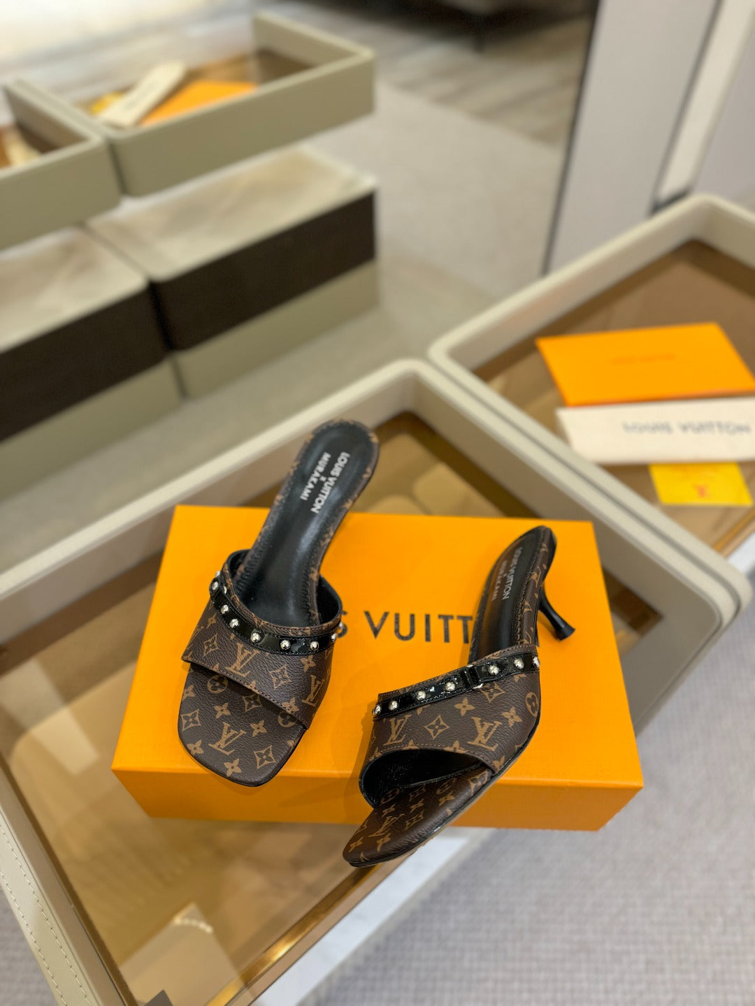 LOUIS VUITTON LV X TM 6AM HIGH 4 CM MULE IN CHOCOLATE BROWN MONOGRAM CALFSKIN
