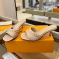 LOUIS VUITTON LV X TM 6AM HIGH 4 CM MULE IN LINEN TAN CALFSKIN