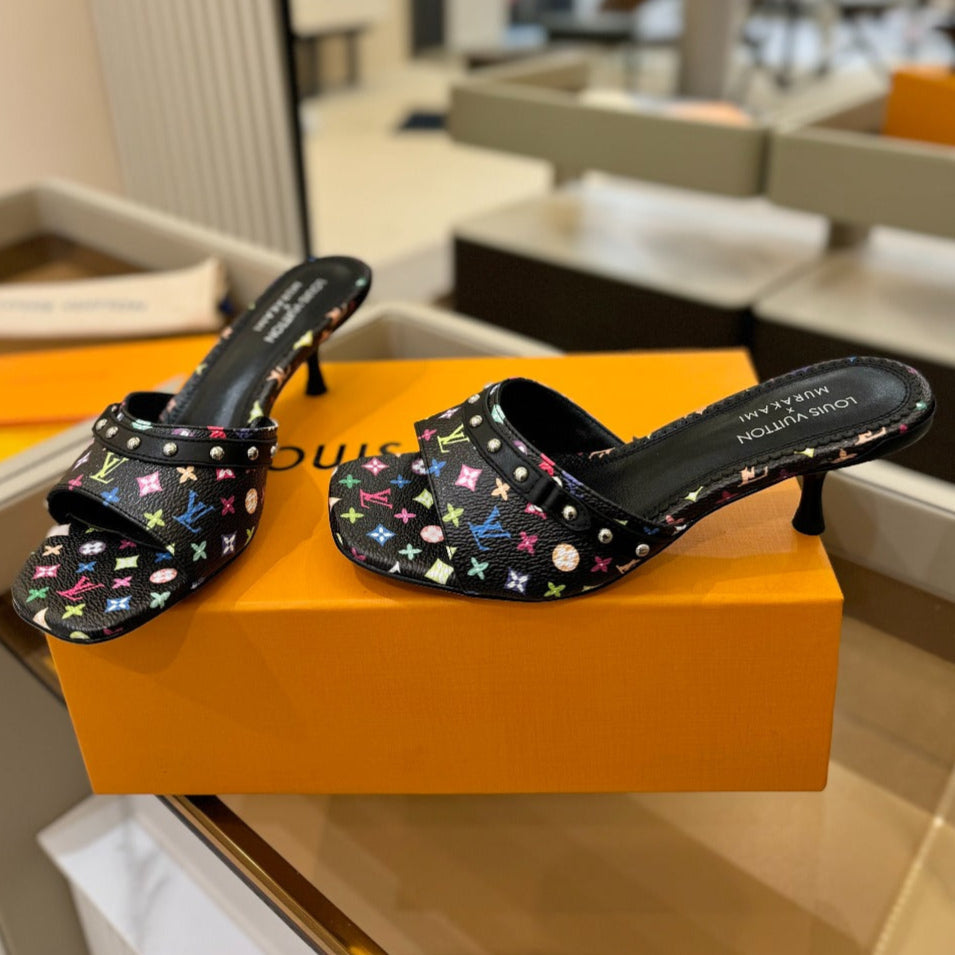 LOUIS VUITTON LV X TM 6AM HIGH 4 CM MULE IN BLACK MONOGRAM CALFSKIN
