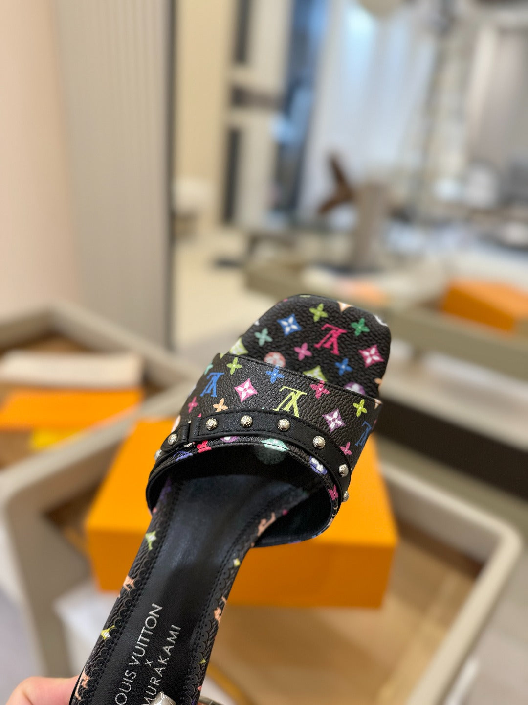 LOUIS VUITTON LV X TM 6AM HIGH 4 CM MULE IN BLACK MONOGRAM CALFSKIN