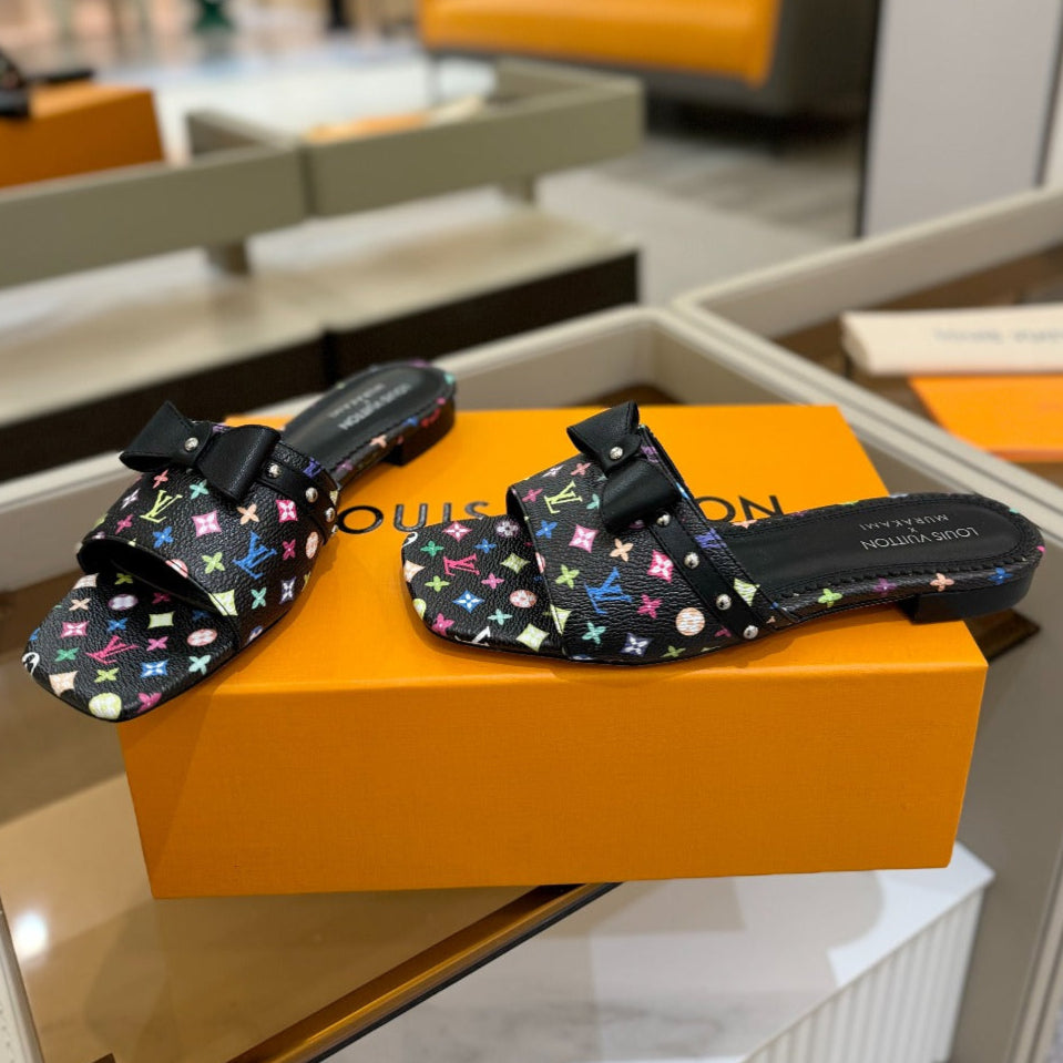 LOUIS VUITTON LV X TM 6AM FLAT MULE IN BLACK MONOGRAM CALFSKIN