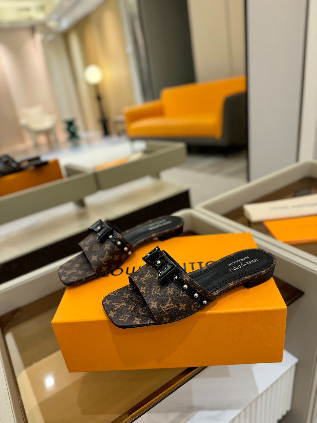 LOUIS VUITTON LV X TM 6AM FLAT MULE IN CHOCOLATE BROWN MONOGRAM CALFSKIN
