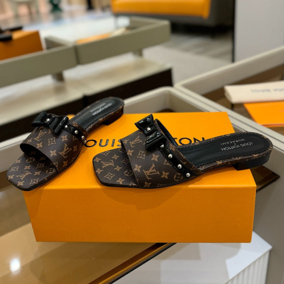 LOUIS VUITTON LV X TM 6AM FLAT MULE IN CHOCOLATE BROWN MONOGRAM CALFSKIN