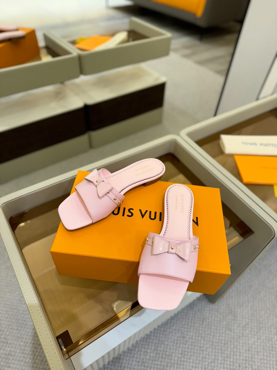 LOUIS VUITTON LV X TM 6AM FLAT MULE IN BABY PINK CALFSKIN