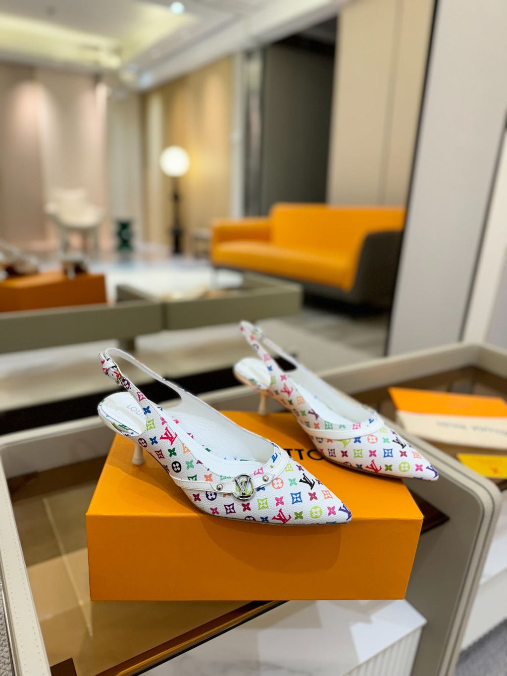 LOUIS VUITTON HIGH MULE 4 CM IN WHITE MONOGRAM CALFSKIN
