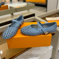 LOUIS VUITTON ROMY FLAT BALLERINA IN CERULEAN BLUE MESH PATENT CALFSKIN