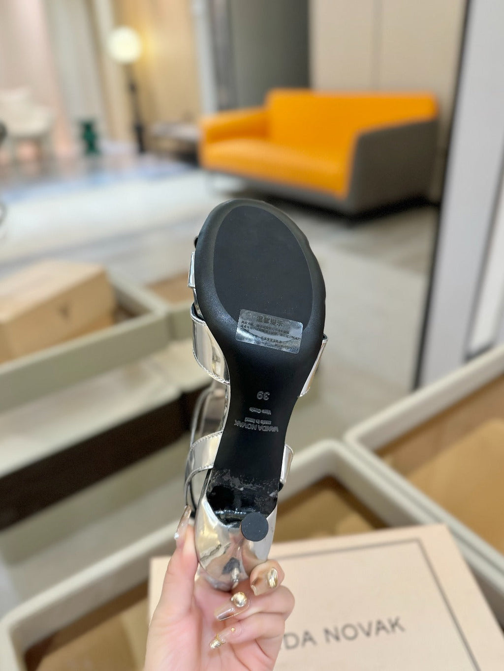 LOUIS VUITTON HIGH SANDALS 75 MM IN SILVER CALFSKIN