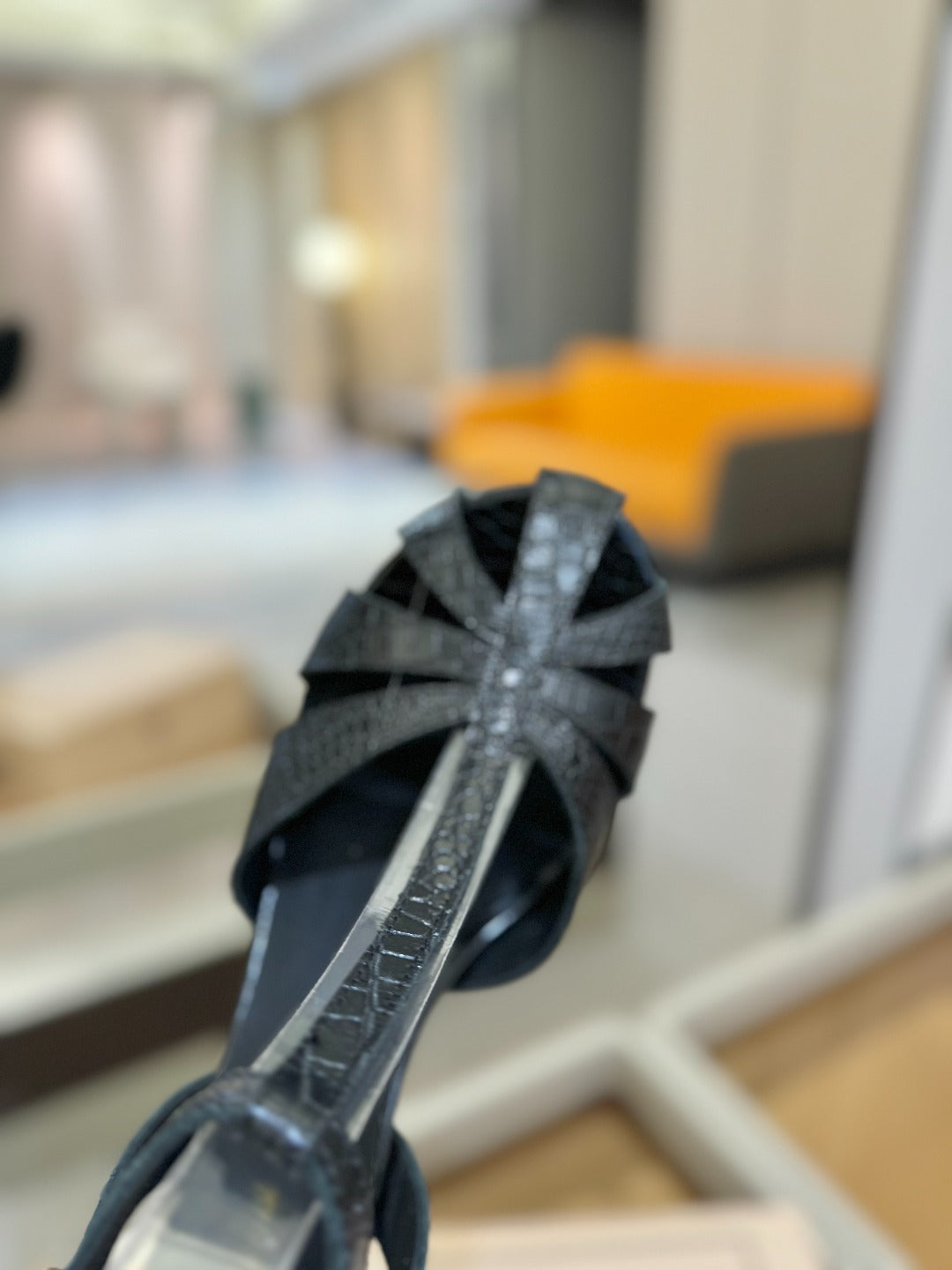 LOUIS VUITTON HIGH SANDALS 75 MM IN BLACK CALFSKIN