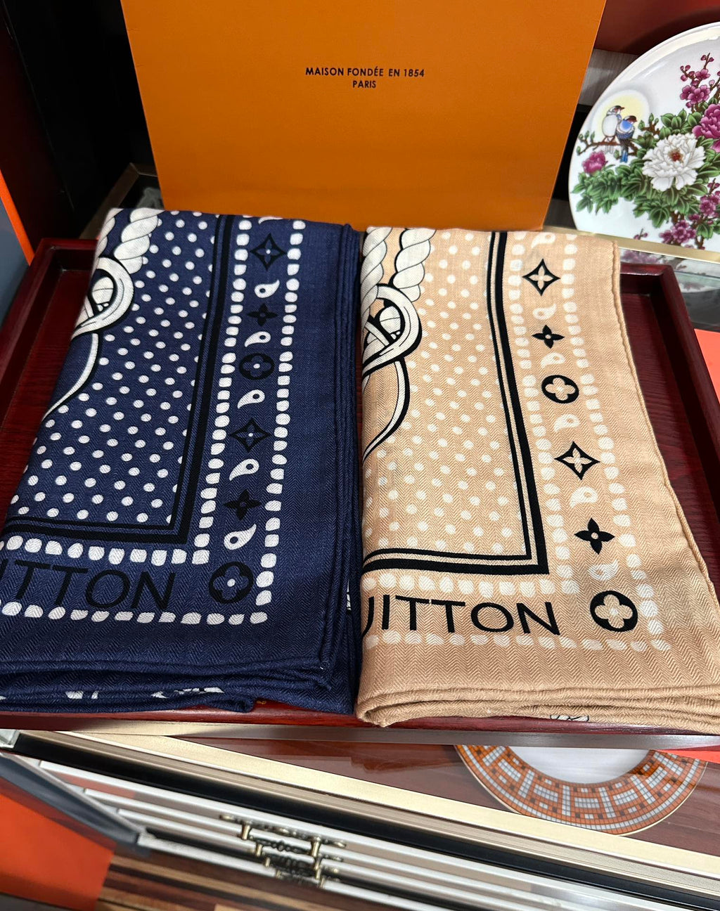 LOUIS VUITTON SAILOR BANDANA SQUARE IN MARINE BLUE SILK SCARF 140 CM