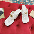 GUCCI HIGH THONG MULE 55MM IN WHITE CALFSKIN WITH GOLD HARDWARE