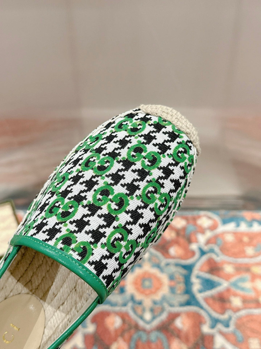 GUCCI ESPADRILLE LOAFER GREEN CANVAS