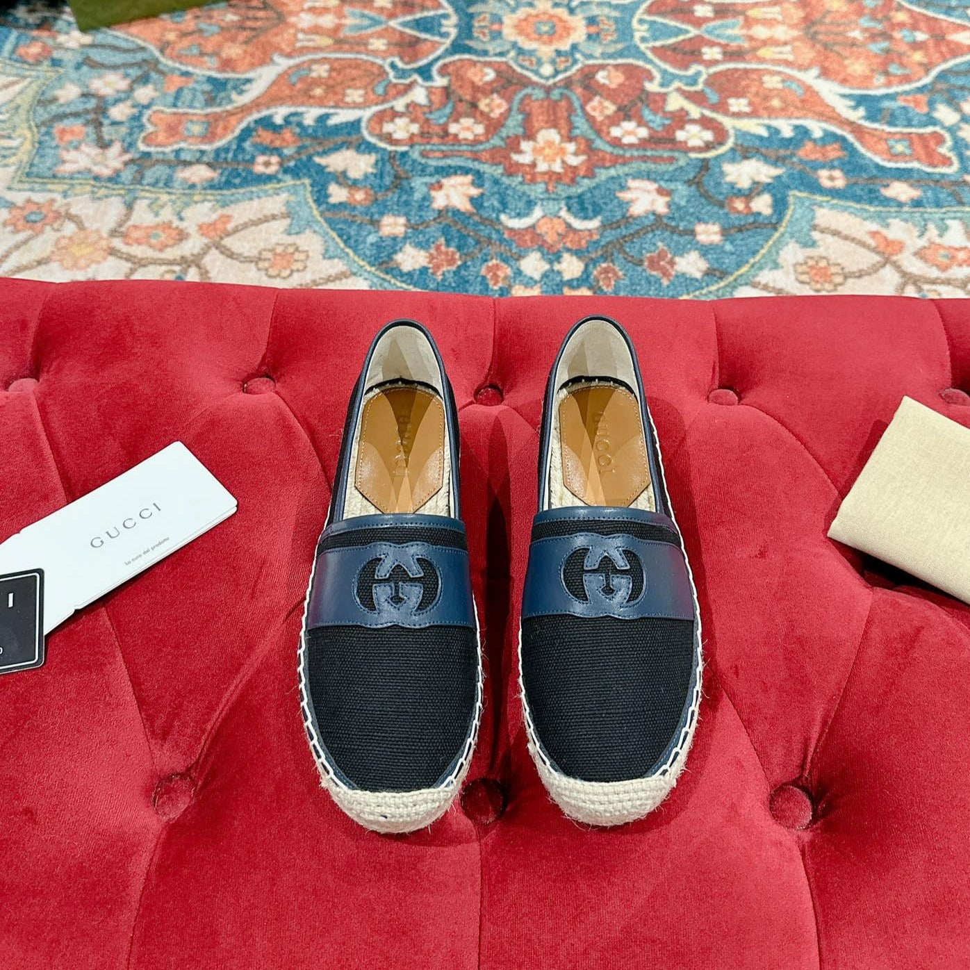GUCCI ESPADRILLES SLIP - ON BLACK CANVAS