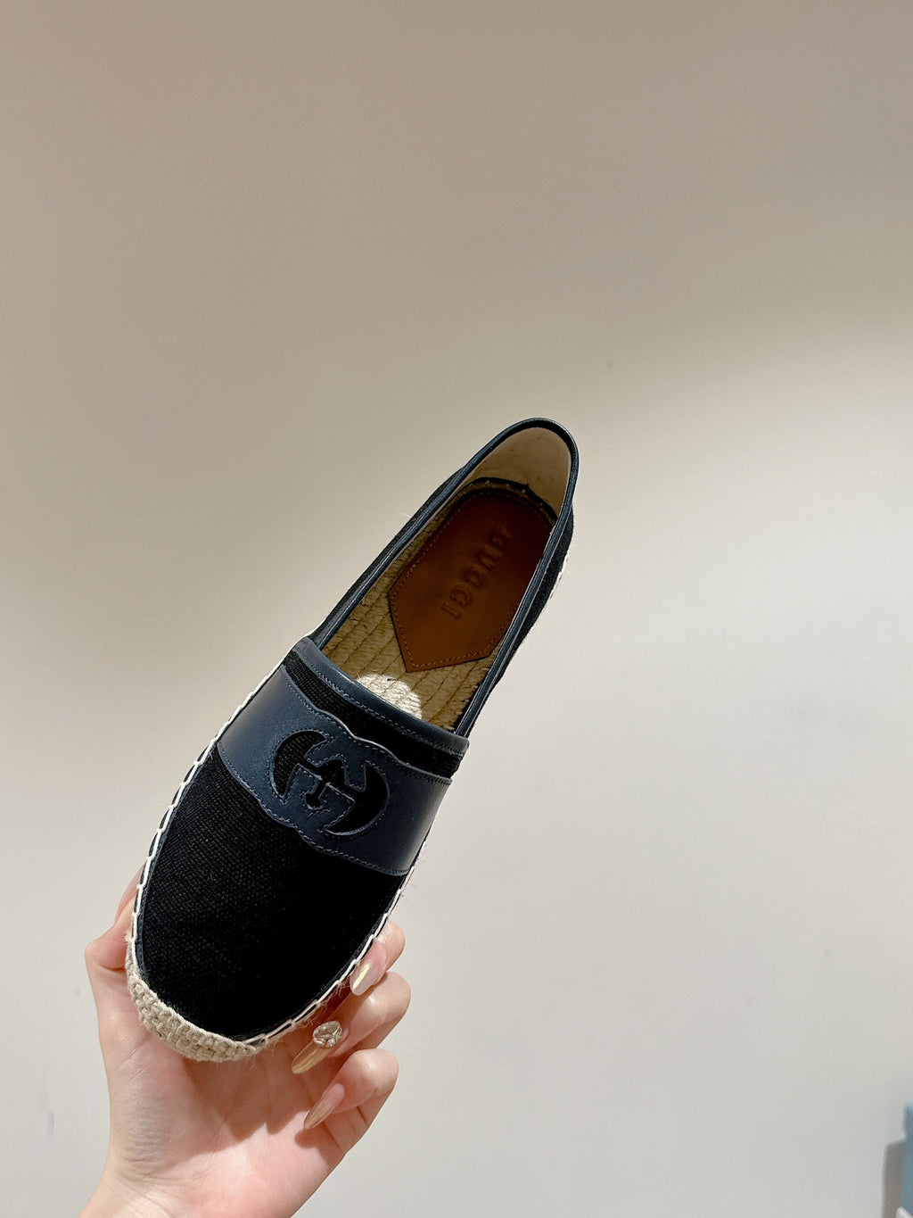 GUCCI ESPADRILLES SLIP - ON BLACK CANVAS