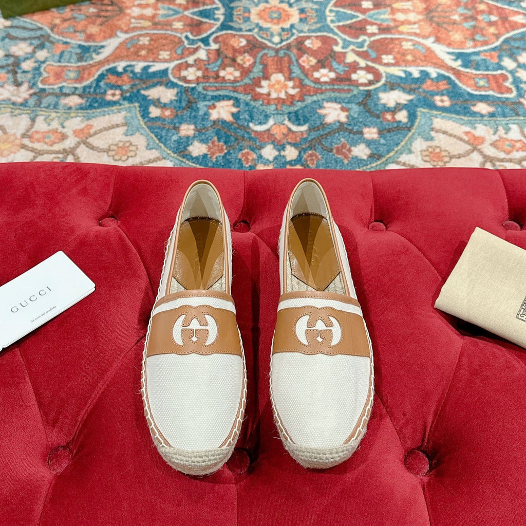 GUCCI ESPADRILLES SLIP - ON WHITE CANVAS