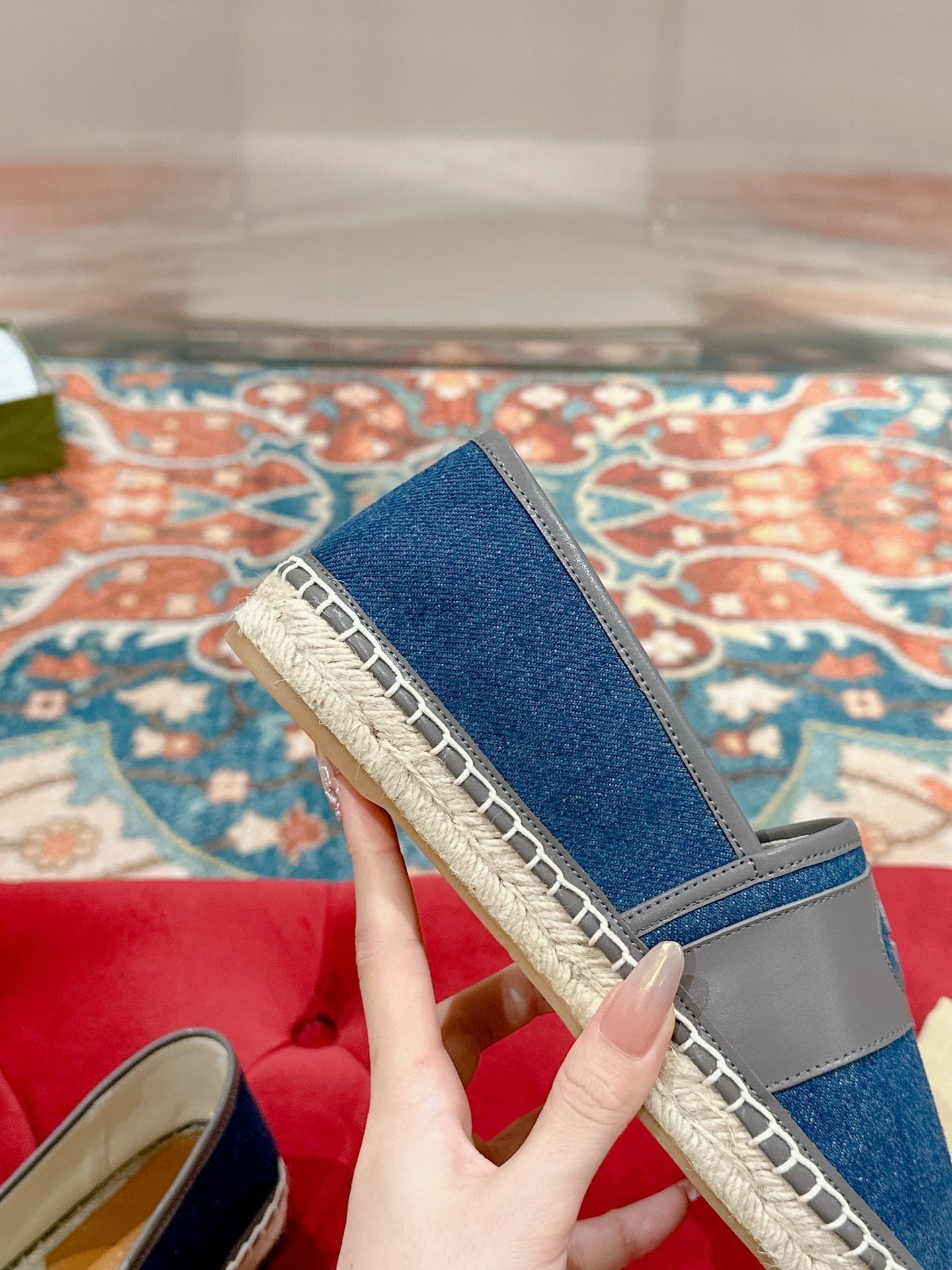 GUCCI ESPADRILLES SLIP - ON AEGEAN CANVAS