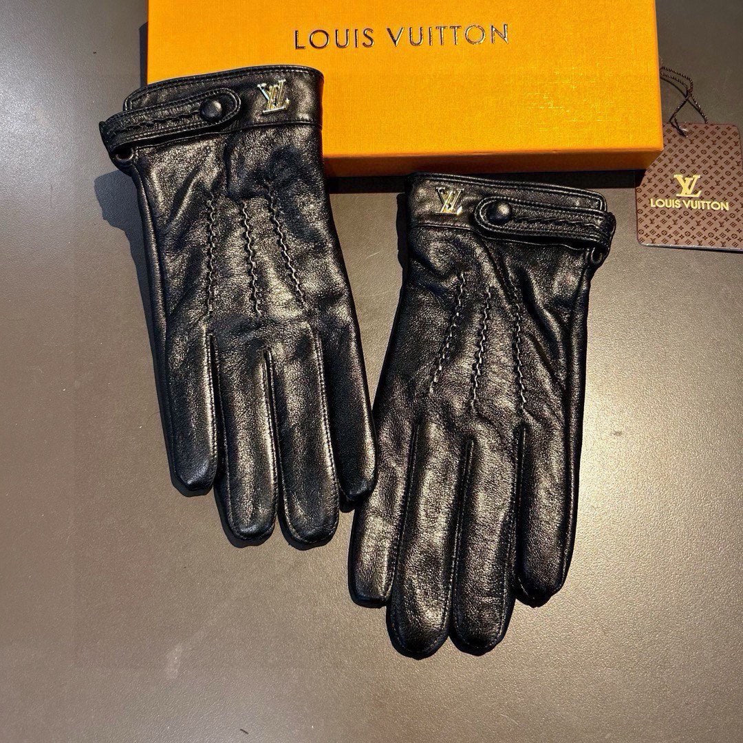 LOUIS VUITTON GLOVES IN BLACK LAMBSKIN 456344
