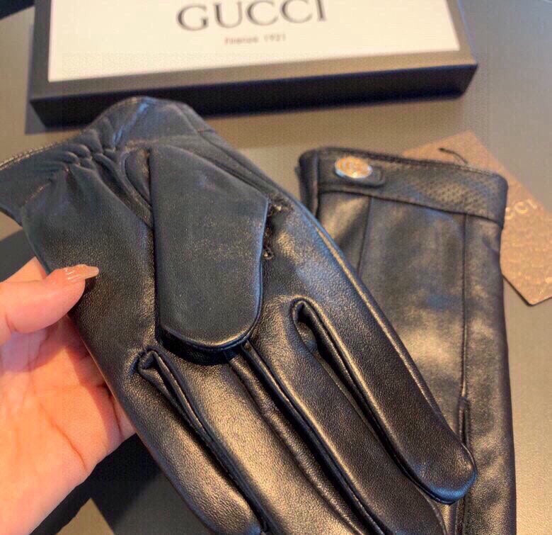 GUCCI GLOVES IN BLACK CALFSKIN AND FLEECE LINING 465014