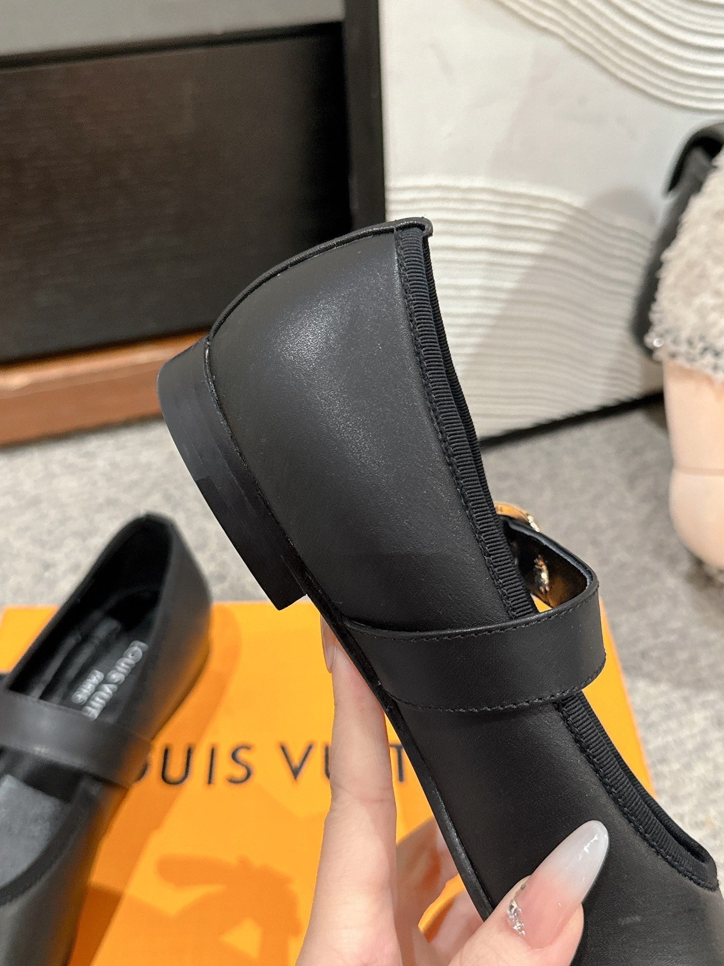LOUIS VUITTON MARY JANE SHOES IN BLACK SHEEPSKIN