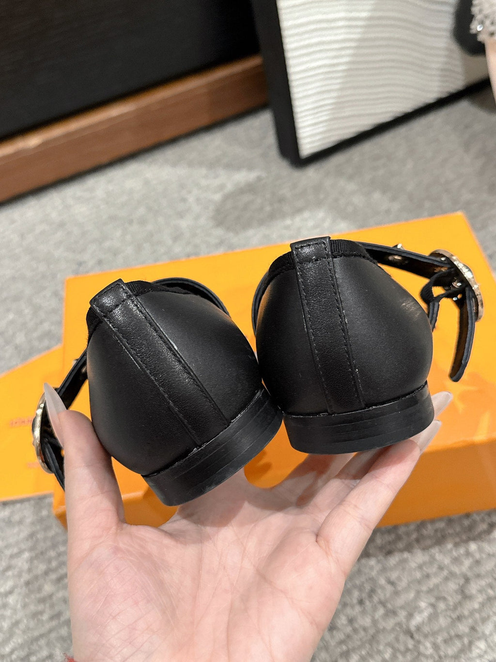LOUIS VUITTON MARY JANE SHOES IN BLACK SHEEPSKIN