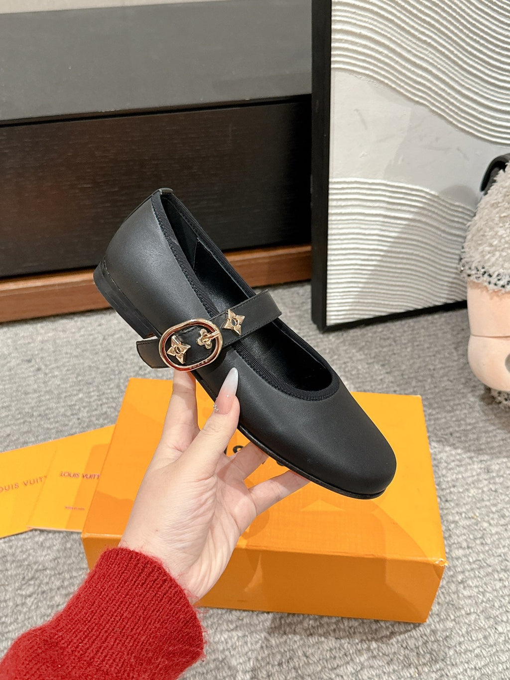 LOUIS VUITTON MARY JANE SHOES IN BLACK SHEEPSKIN