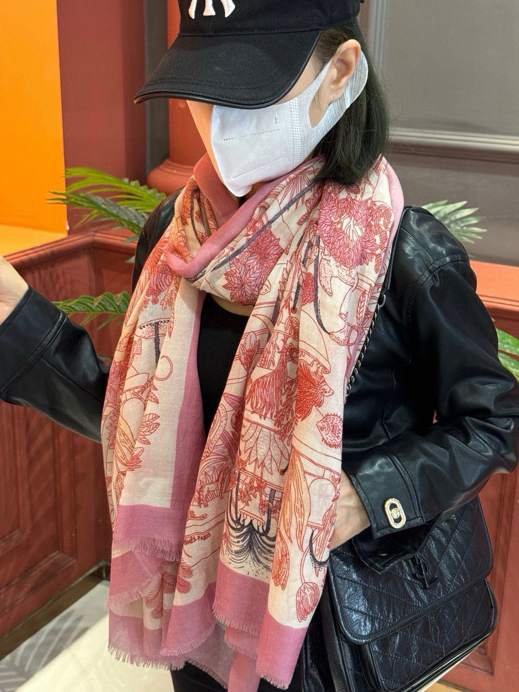 HERMES EXOTIC PARADISE CASERE SCARF 200 CM CREPE PINK MIX COLORFUL CASERE