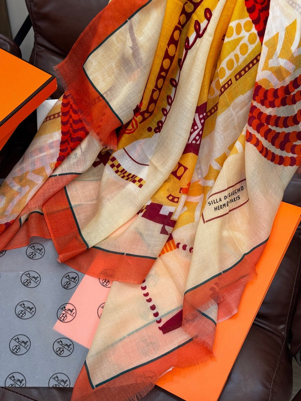HERMES HERMES 25S SCARF 200 IN CASERE SILK 730599