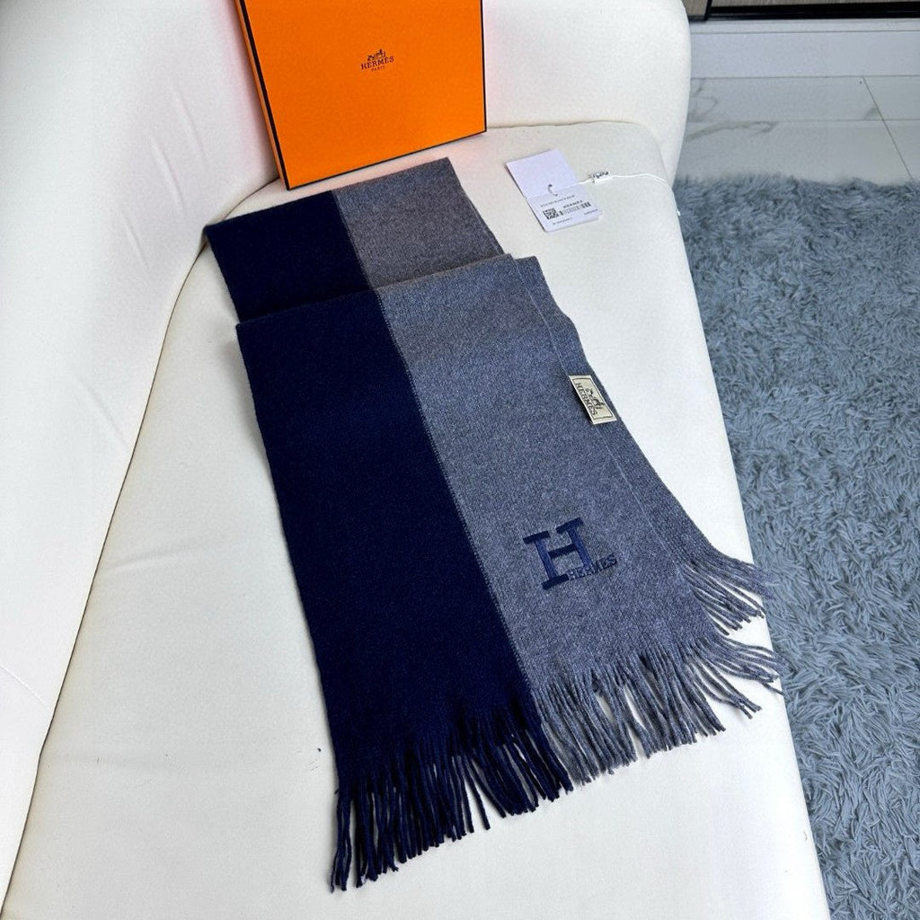 HERMES SCRAF 180 CM IN LIGHT PINK MIX KHAKI BROWN CASERE WITH EMBROIDERED LOGO