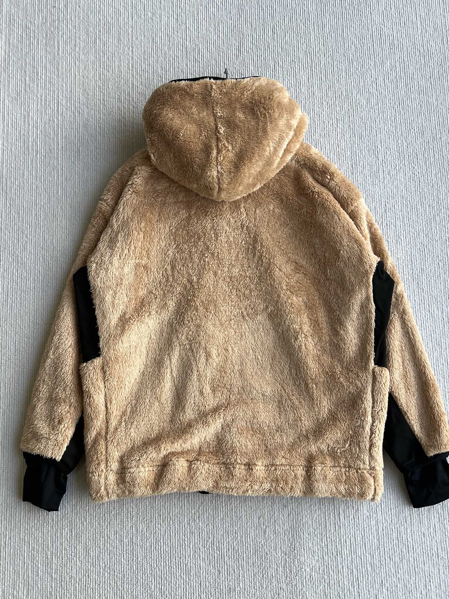 MONCLER 25S FUZZY TEDDY FLEECE HOODIE IN BROWN 042