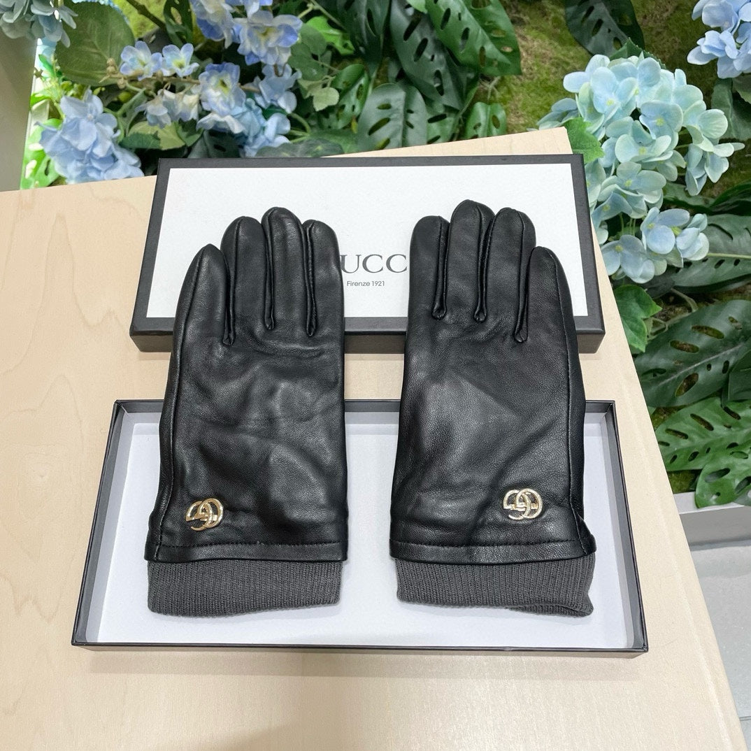 GUCCI GLOVES IN BLACK SHEEPSKIN MIX WOOL 463824