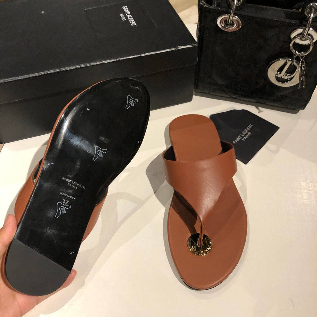 LOUIS VUITTON FLAT THONG IN BRONZE BROWN CALFSKIN