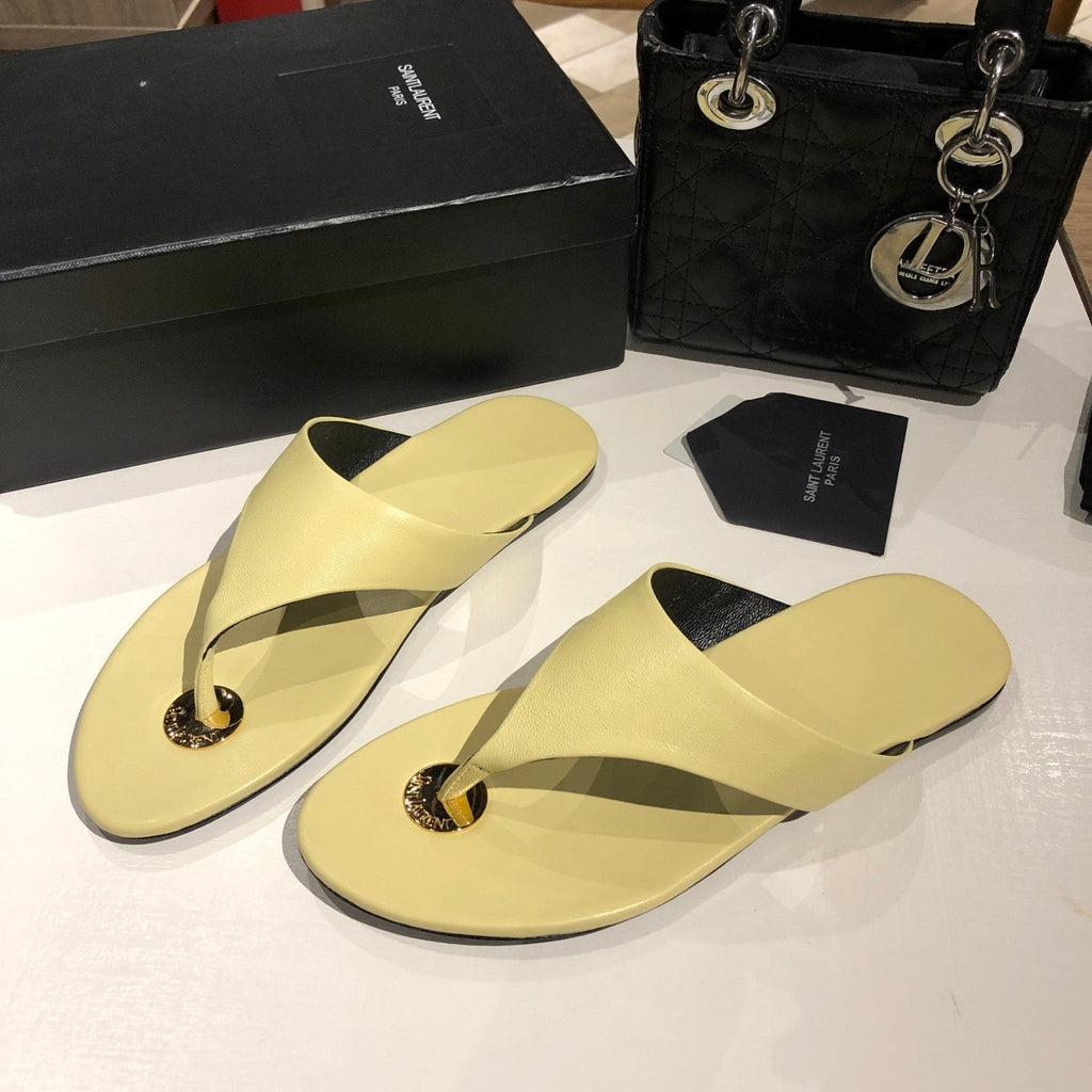 LOUIS VUITTON FLAT THONG IN LIGHT YELLOW CALFSKIN