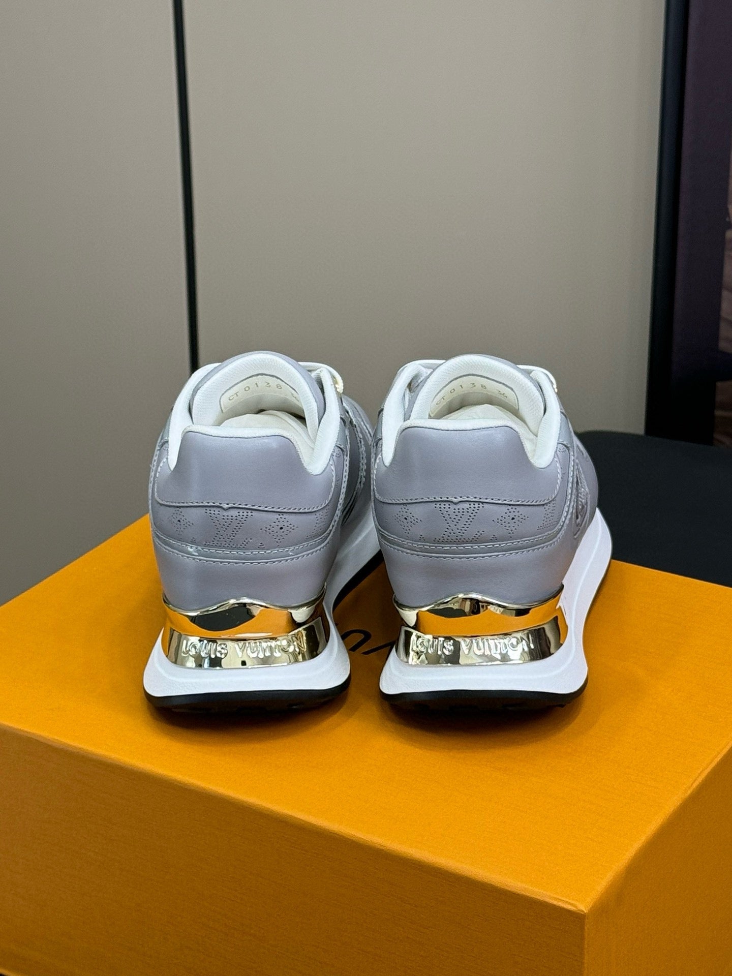 LOUIS VUITTON LV NEO RUN AWAY SNEAKER IN STEEL GRAY CALFSKIN