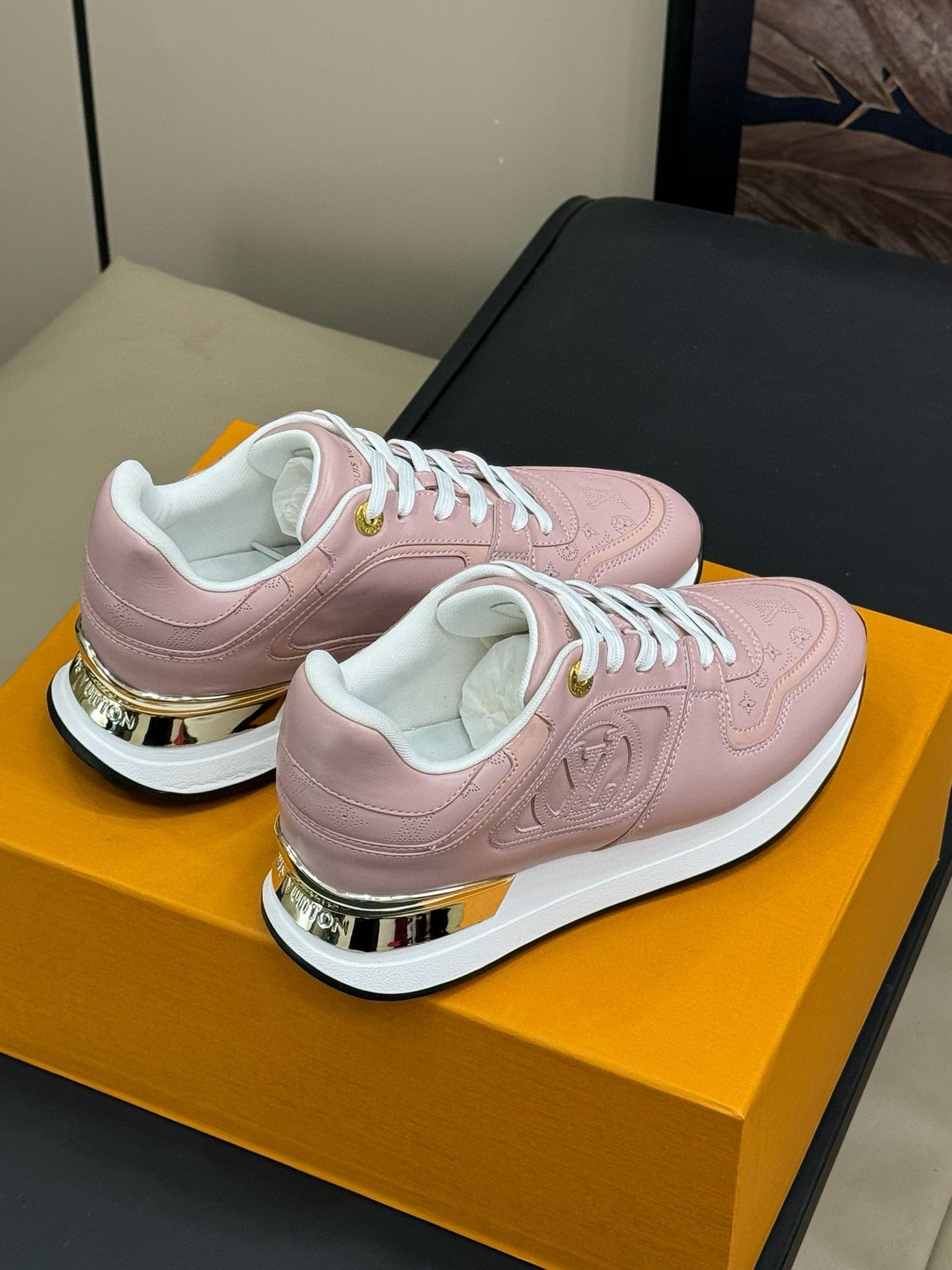 LOUIS VUITTON LV NEO RUN AWAY SNEAKER IN PASTEL PINK CALFSKIN