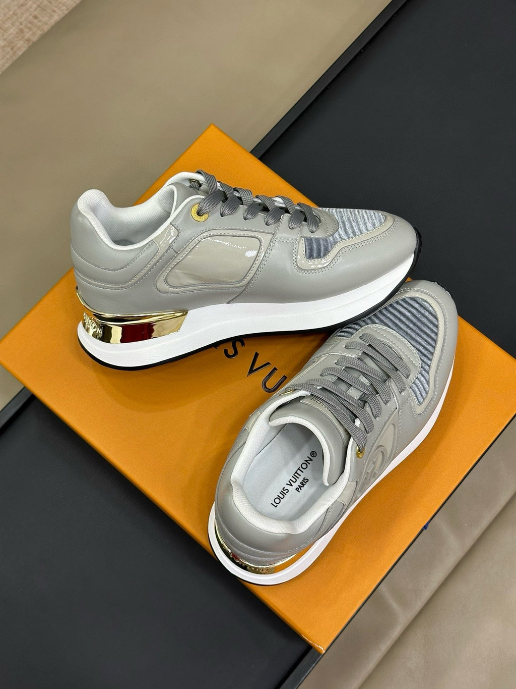 LOUIS VUITTON LV NEO RUN AWAY SNEAKER IN DOLPHIN GRAY CALFSKIN