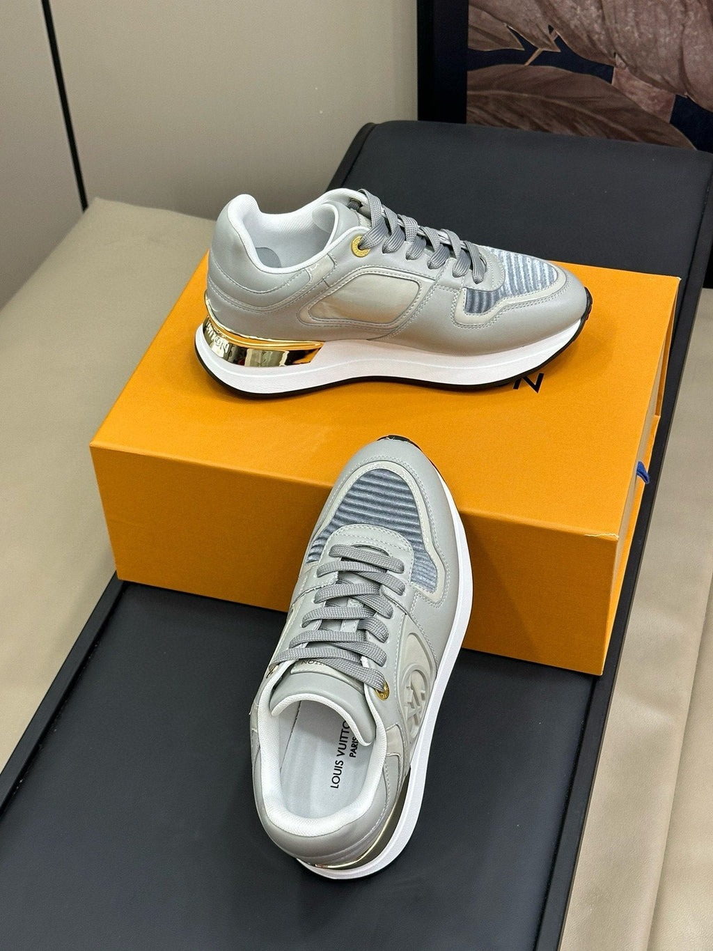 LOUIS VUITTON LV NEO RUN AWAY SNEAKER IN DOLPHIN GRAY CALFSKIN