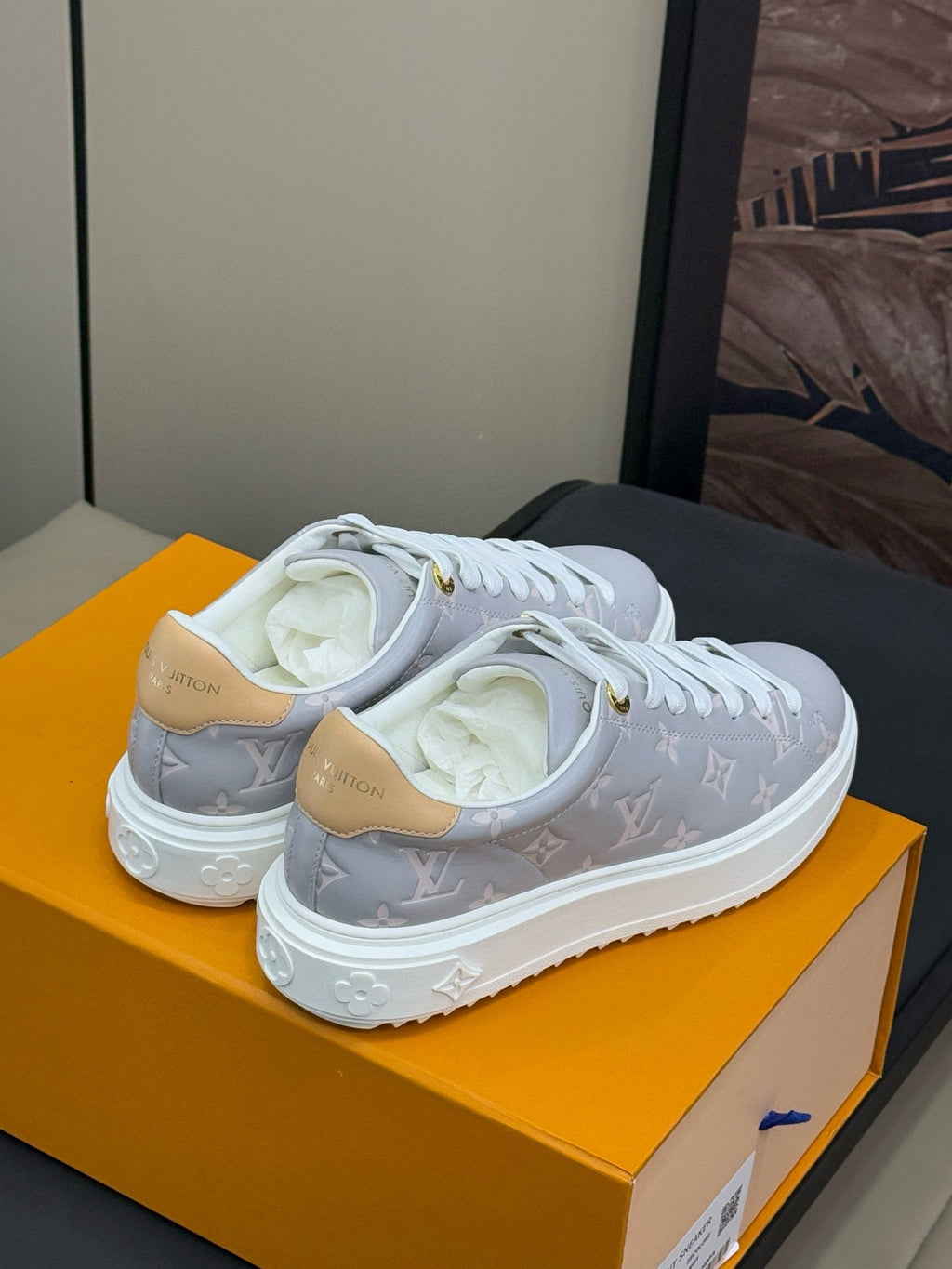 LOUIS VUITTON TIME OUT SNEAKER IN COOL GRAY EMBOSSED MONOGRAM CALFSKIN
