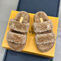 LOUIS VUITTON LV WOMEN'S DAD SANDAL MULE IN CAMEL BROWN FLEECE