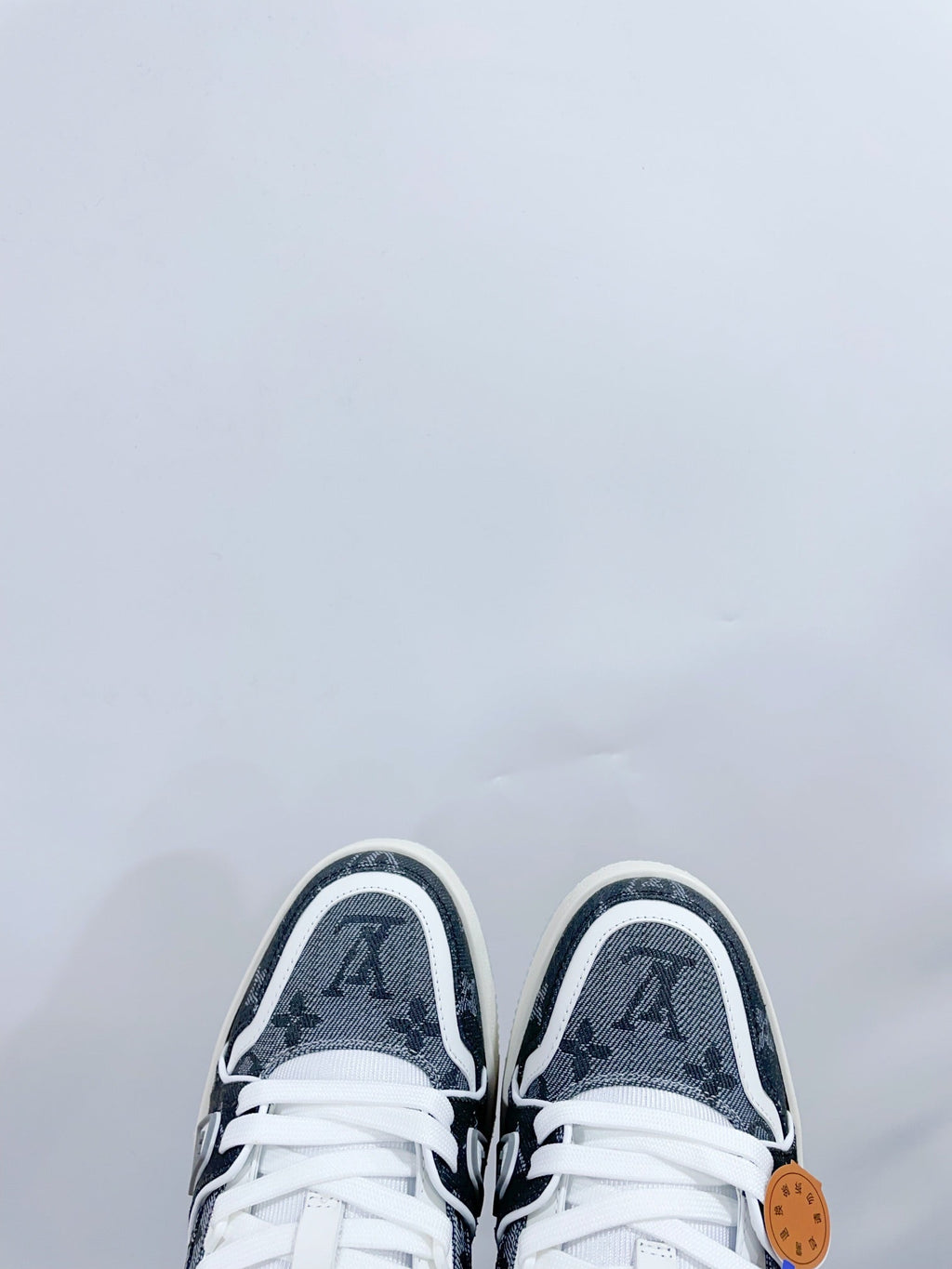 LOUIS VUITTON LV TRAINER SNEAKER IN DOVE GRAY MONOGRAM DENIM