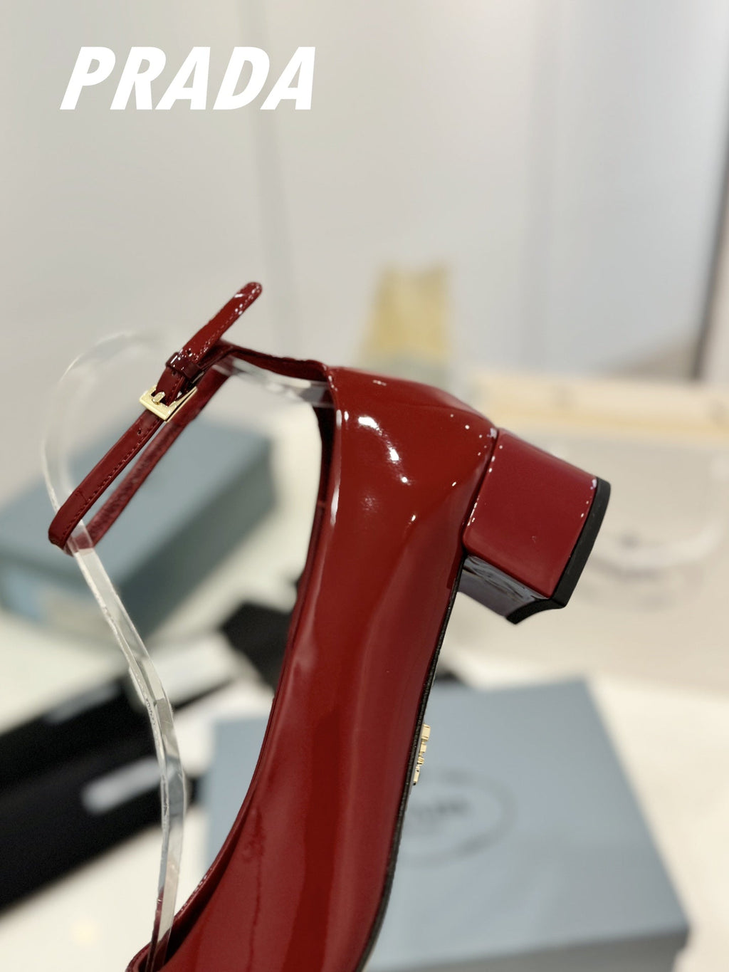 PRADA NAPPA MARY JANE PUMPS JAM LAMBSKIN