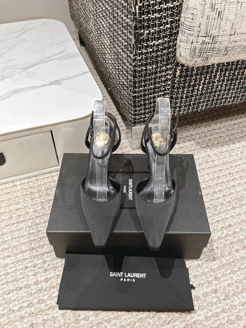 LOUIS VUITTON HIGH-HEELED SLINGBACKS SANDAL 7 CM IN BLACK SILK